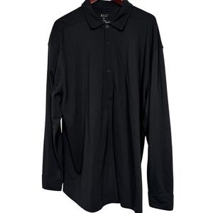 BYLT Premium Basics Mens 3XL Black Long Sleeve Button Down Pique Shirt Top